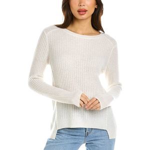 Hannah Rose Womens Cuddled Up Thermal Cashmere Sweater, White